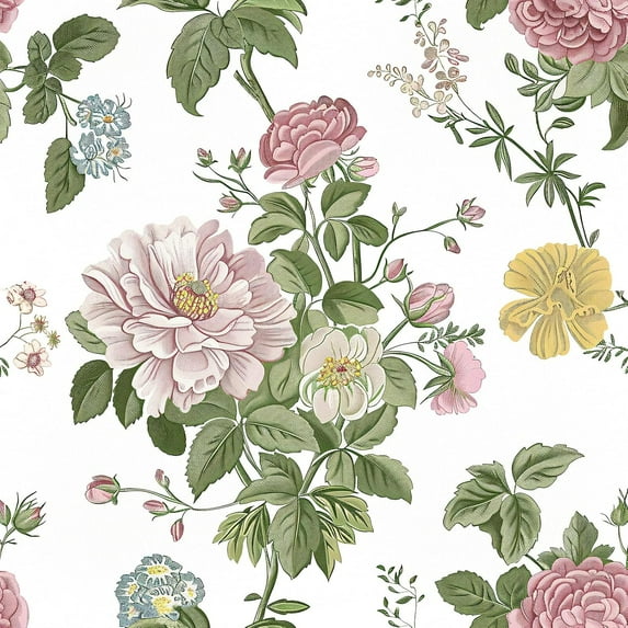 DAZLUTE Vintage Floral Wallpaper Peel and Stick Wallpaper Floral Contact Paper 17.32in x394in Boho Flower Contact Paper Self Adhesive Removable Wallpaper for Bedroom Decorative Wall Paper