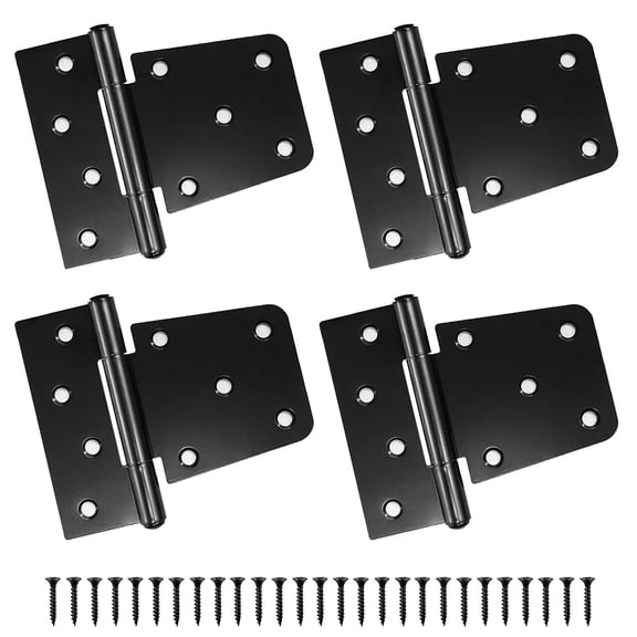 DAZO 4-Pack 3.5-Inch Heavy-Duty T-Strap Hinges, Extra-Thick Black Gate Hinges for Wooden Gates, Barn Doors and Shed Doors, Mounting Screws Included