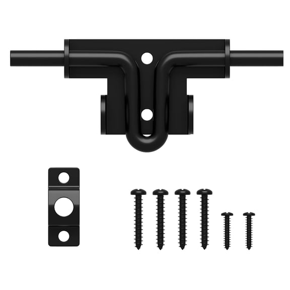 DAZO Heavy-Duty Slide Bolt Gate Latch with Padlock Hole, 6-inch Black Barrel Bolt for Wood and Vinyl Fence Gates, Barns and Sheds