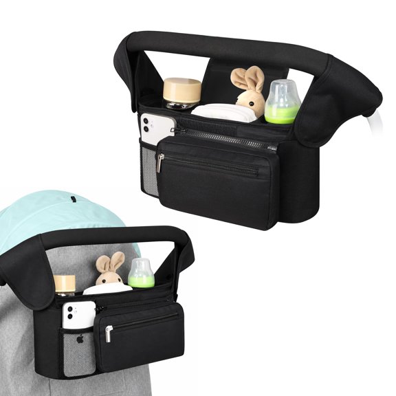 DAZO Stroller Organizer with Insulated Cup Holder and Phone Compartment Compatible with Most Strollers