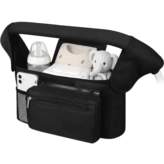 DAZO Stroller Organizer with Insulated Cup Holder and Phone Compartment Compatible with Most Strollers