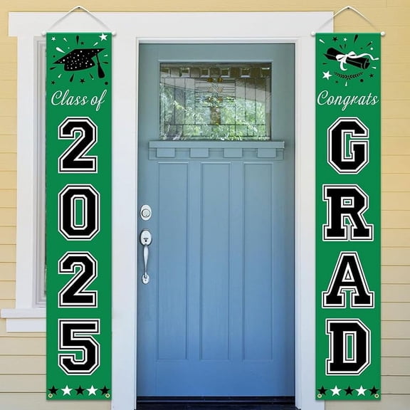 DAZONGE Blue Graduation Decorations 2025, Congrats Grad Porch Banner for Any Schools or Grades 2025 Graduation Party Decorations