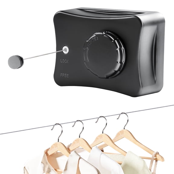 DAZUINIAO Retractable Clothesline 18FT, Wall Mounted Laundry Drying Line with Stainless Steel Wire, Indoor Outdoor Clothes Hanging Line for Bathroom, Balcony, RV and Backyard, Space Saving Design