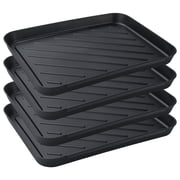 DAZUINIAO 4 Pack Boot Tray, Waterproof Utility Tray for Shoes, Pet Bowls, Plants and Garage Storage, Multi-Purpose Drip Tray Mat for Indoor Outdoor Use, Black