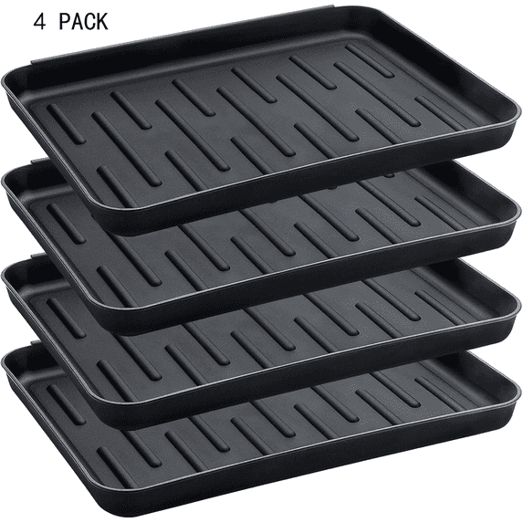 DAZUINIAO Boot Tray Shoe Mat for Entryway Indoor Outdoor,Resistant Waterproof Anti-fouling Pet Garden Garage Mat,4 Pack 13.8*10.8*1.2(Black)
