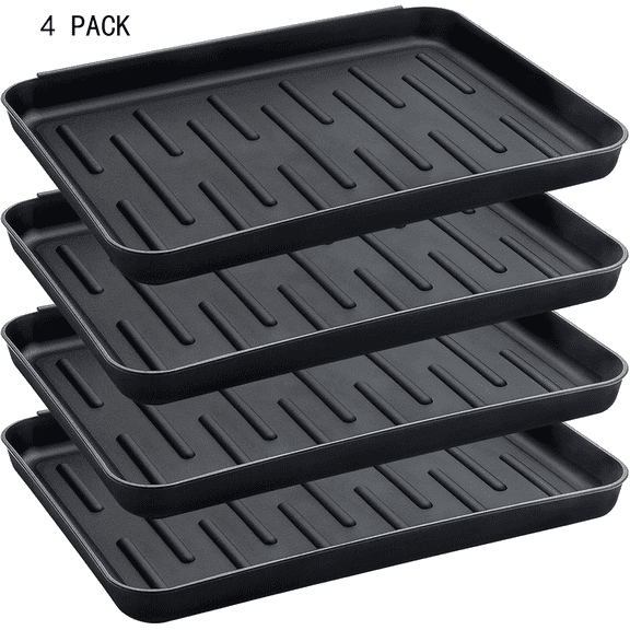 DAZUINIAO Boot Tray Shoe Mat for Entryway Indoor Outdoor,Resistant Waterproof Anti-fouling Pet Garden Garage Mat,4 Pack 13.8*10.8*1.2(Black)
