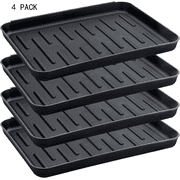 DAZUINIAO Rubber Boot Tray Shoe Mat for Entryway Indoor Outdoor,Resistant Waterproof Anti-fouling Pet Garden Garage Mat，4 Pack 13.8*10.8*1.2(Black）