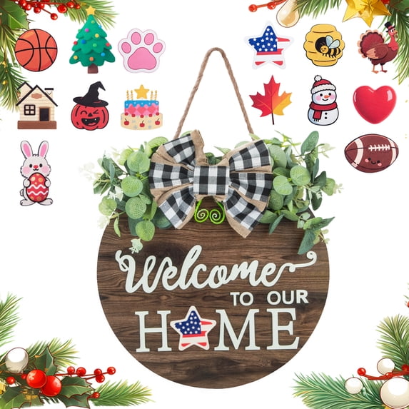 DAZUINIAO Welcome Sign Front Door Patriotic Decor House Warming Gifts for New Home Unique Home Holiday Decor