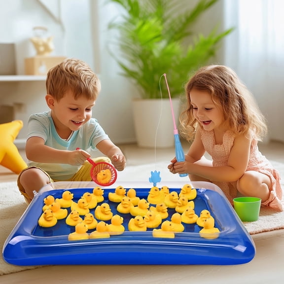 DAZLUTE Magnetic Fishing Game for Toddlers Kids Pool Toys Set with Plastic Floating Duck, Pole Rod and Net, Toddler Learning Counting Puzzle for 3-6 Years Birthday Gift