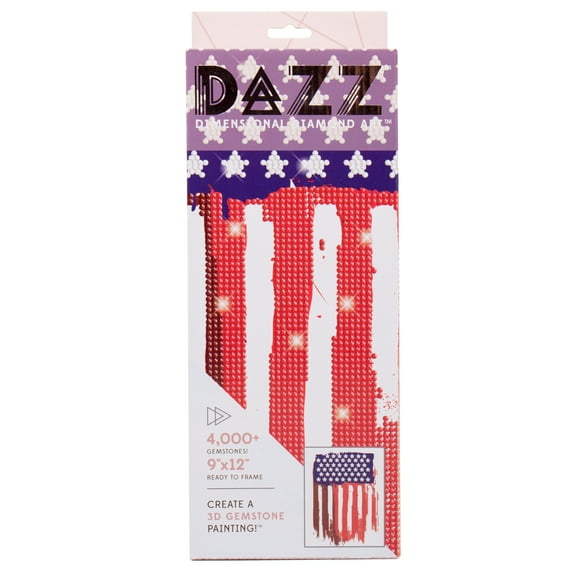 DAZZ Do It Yourself Patriotic USA Flag 3D Gem Art Kit, 9" x 12" inches