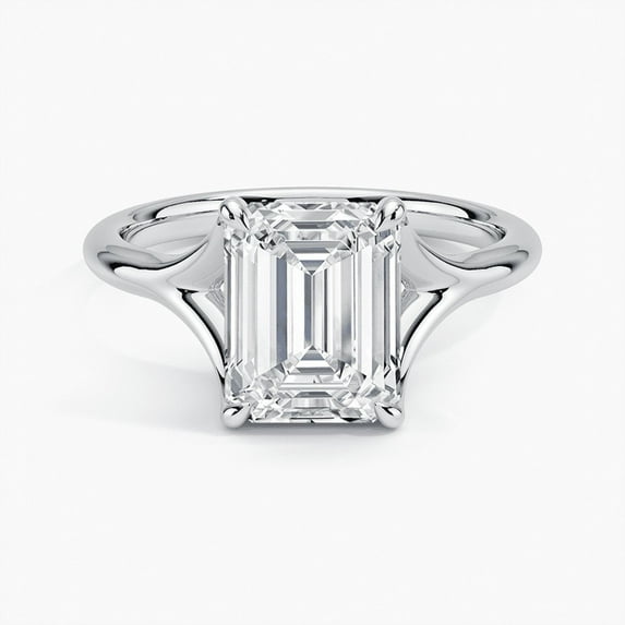 Dazzle Jewel 14K White Gold Plated Ring - 2.7 Ct VVS1/D Emerald Cut Diamond Ring - Split Shank Simple Engagement Wedding Solitaire Ring - Silver Diamond Beautiful Special Occasion Ring - Gift for Mom