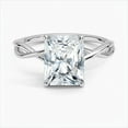 thumbnail image 1 of Dazzle Jewel 2.1 Ct VVS1/D Radiant Cut Lab Created Simulated Diamond Rings - 14K White Gold Plated Diamond Rings - Infinity Twisted Diamond Rings for Her - Cross Over Shank Engagement Rings, 1 of 3