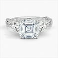 thumbnail image 1 of Dazzle Jewel 2.2 Ct Asscher Cut Diamond Rings - 14K White Gold Plated Rings for Her -Engagement Twisted Shank Overlap Rings - Engagement Wedding Diamond Jewelry -Causal Stacking Rings for Women's, 1 of 3