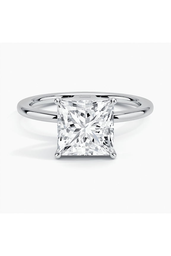 Princess Cut Excellent 2.6 Ct Diamond Engagement Rings - Classic Engagement Wedding Solitaire Rings - Simple Solitaire Daily Wear Ring - 7th Year Anniversary Gifts - Gifts for Birthday