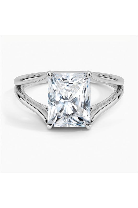 Prong Set 1.9 Ct Radiant Cut Diamond Rings - 14K White Gold Plated Rings for Her - Solitaire Ring with Side Stones - Diamond Jewelry for Birthday Gift - Daily Wear Fine Jewelry for Her