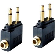DAZZLE- Posdou Dual 3.5mm Male to 3.5mm Female Airplane Headphone Adapter Gold Plated 2 Pack