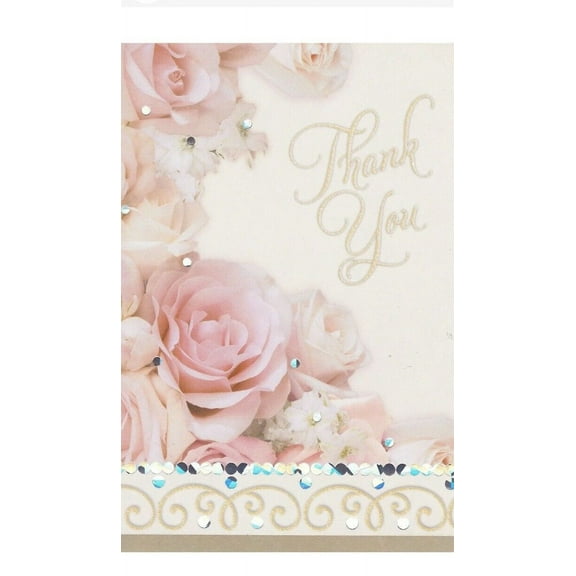 DAZZLING SHOWER THANK YOU CARDS Wedding Roses Bride Pink Blank Notes