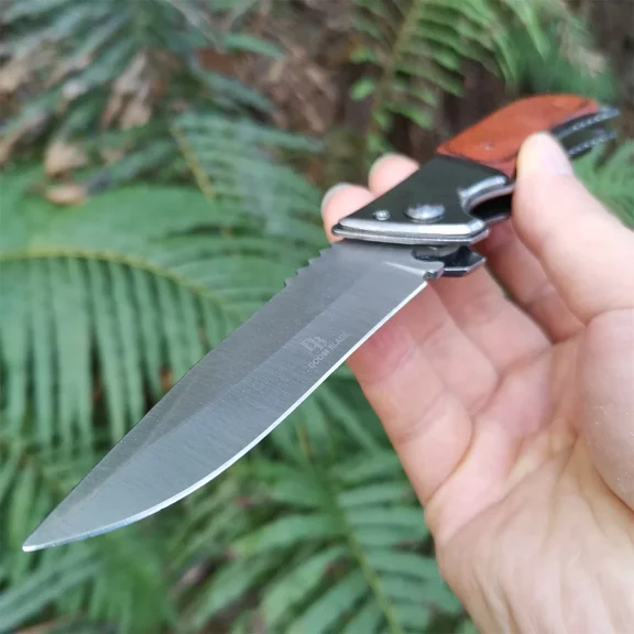 DB 205cm High Carbon Steel Folding Knife with 9cm Drop Point Blade,Sharp Hunting Folding Knife Survival Knife for Hiking Camping