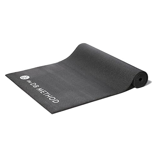 The DB Method Yoga Mat for Home Gym Exercise Equipment Machine Stability, Non Slip Indoor Mat for Pilates, Stretching, Fitness, Bike or Squat Machine Floor Protector Mats, Black