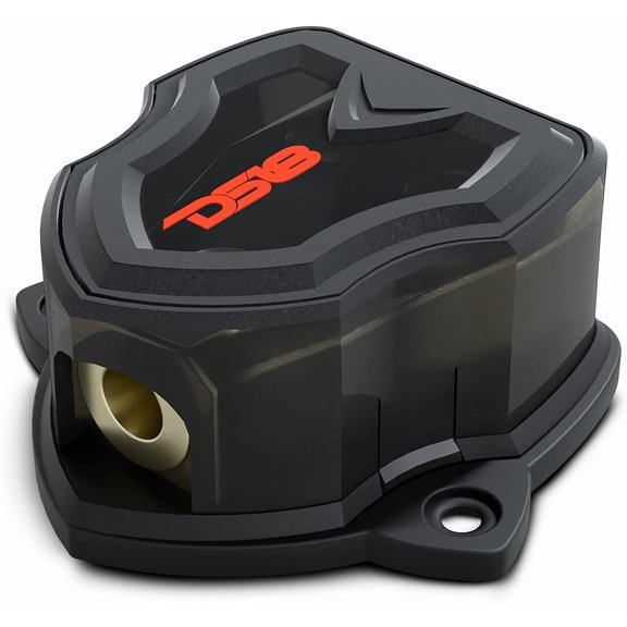 DB1020 Distribution Ground Block - 1 x 0GA in/ 2 x 0GA Out, Nickle Plated Internal Materials, High-Strength Heat Resistant Plastic Housing, Oversized Screws for Secure Connections (1 in 2 Out)
