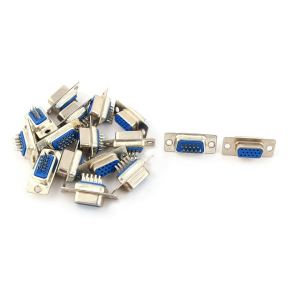 DB15 15-Pin 3 Row Female Plug Computer VGA Cable Solder Connector Adapter 16 Pcs