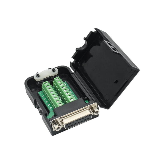DB15 Breakout Connector Female Adapter 15-pin Port Adapter to Terminal Connector Signal Module with case(Female Connector,with Nut)