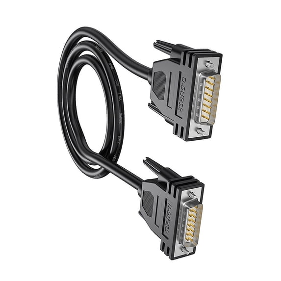 DB15 Female to Male Cable Industrial DB15 Extension Cable Double Shielded Aluminum Foil and Metal Braide Construction