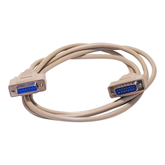 Monoprice - Serial extension cable - 15 pin D-Sub (DB-15) (M) to 15 pin D-Sub (DB-15) (F) - 10 ft - molded, thumbscrews - beige