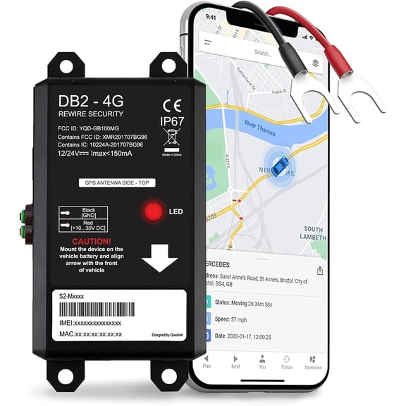 DB2-4G GPS Tracker for Vehicles  Real-Time Vehicle Tracking Device for Car, Van, Motorhome | Easy Battery Install | Live App Tracking | 4G Fleet Tracking | Low Cost Plan | Free Trial