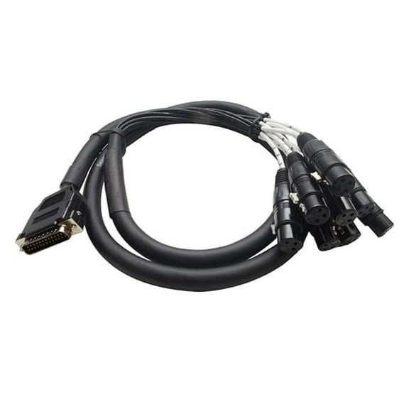 DB25 to 8 XLR Female Snake Cable - 5ft D-Sub Patch Bay Interface - Modular Audio Cable - 18" Fantail - Professional Recording & Mixing