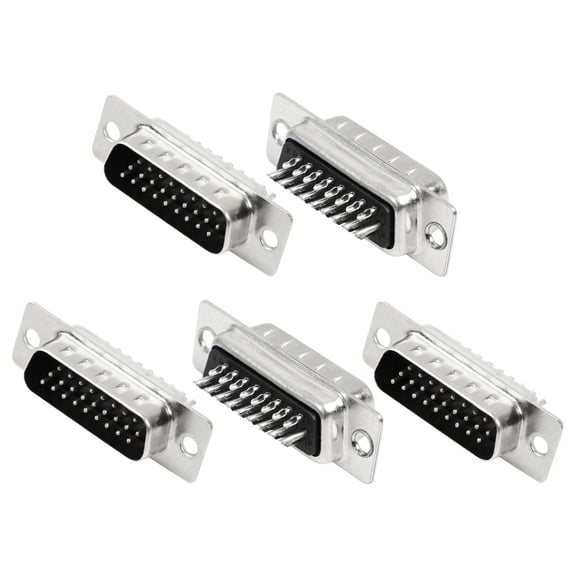 DB26 Male Connector 3 Row 26 Pin D-Sub Connector Solder Type Panel Mount D-Sub Male Connector 5Pcs