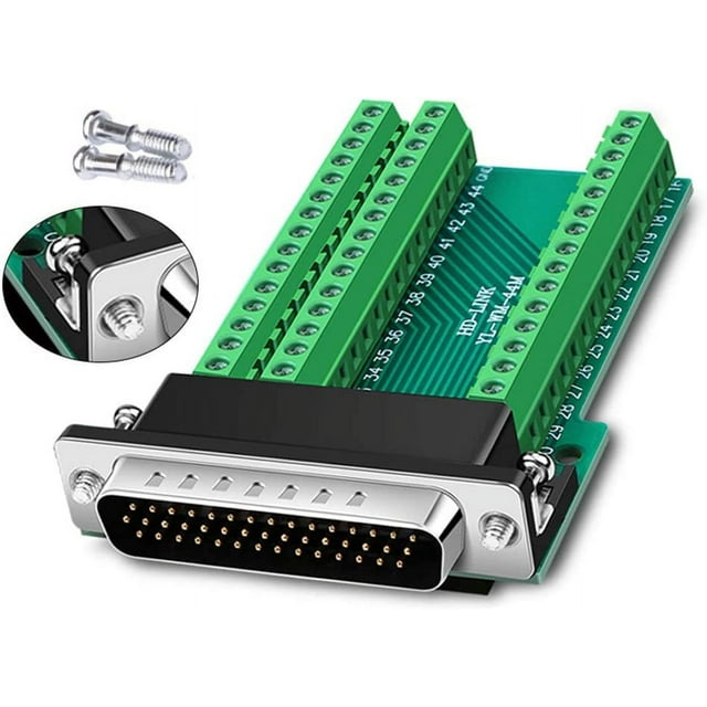 DB44 Solderless Connector, Male D-SUB to 44-pin Port Terminal Adapter ...