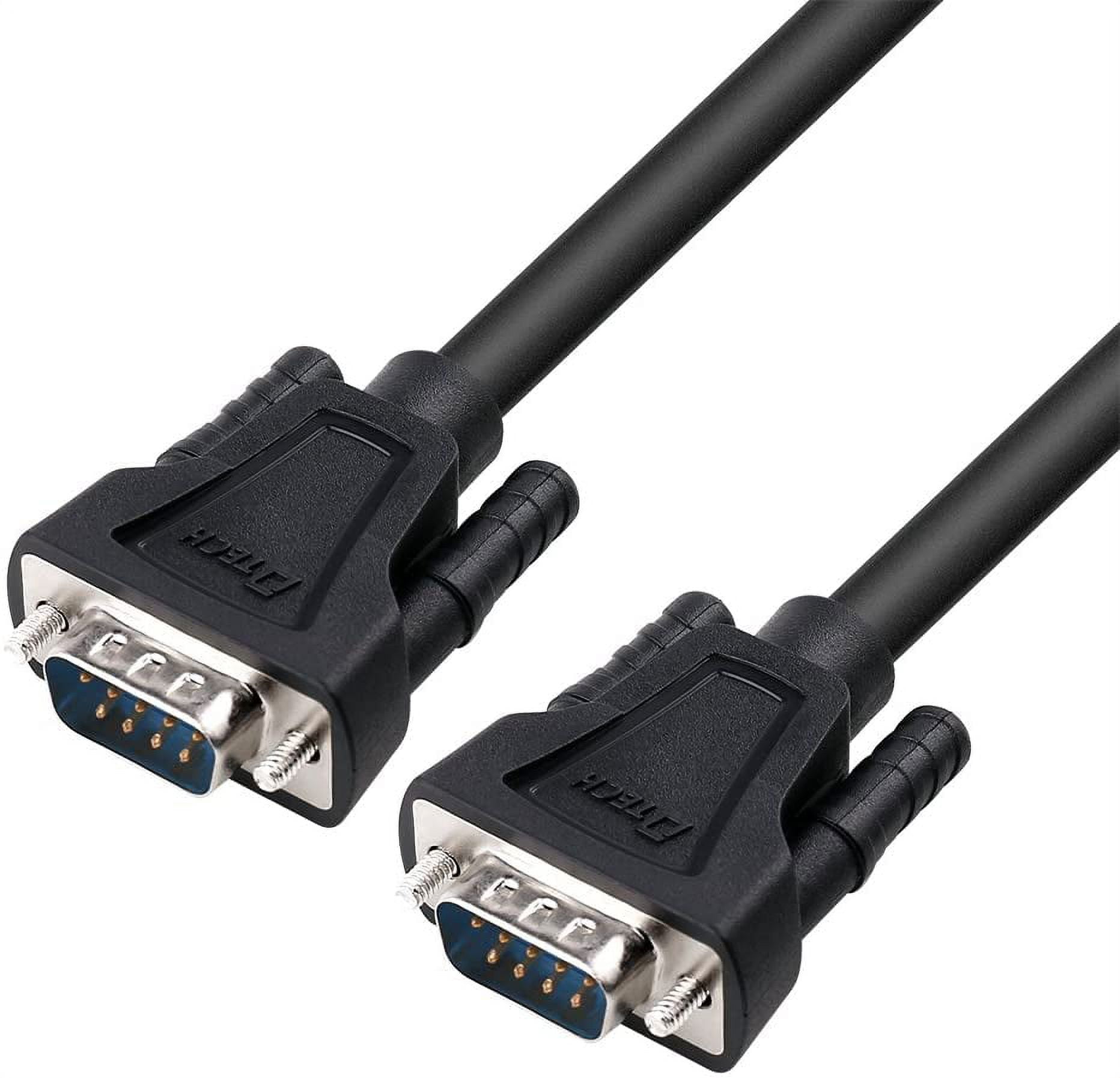 DB9 RS232 Serial Cable Male to Male Null Modem Cord Full Handshaking 7 Wire Crossover for Data