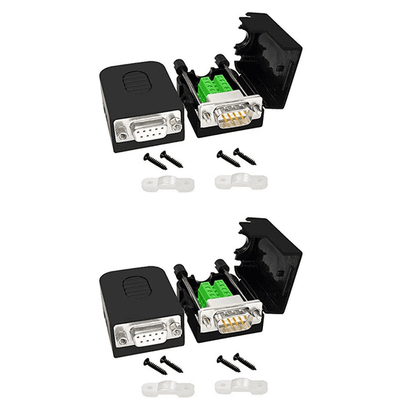 DB9 Solderless Connector RS232 D-SUB Serial to 9-Pin Port Terminal Male Female Adapter with Case (2Pcs-Male+2Pcs-Female),2 * DB9 Female Solderless Connectors 2 * DB9 Male Solderless Connectors,black