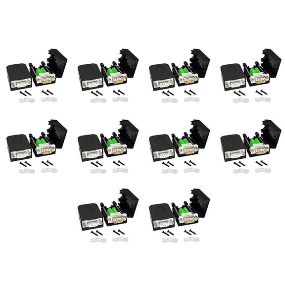 DB9 Solderless Connector RS232 D-SUB Serial to 9-Pin Port Terminal Male Female Adapter with Case 10Pcs-Male+10Pcs-Female