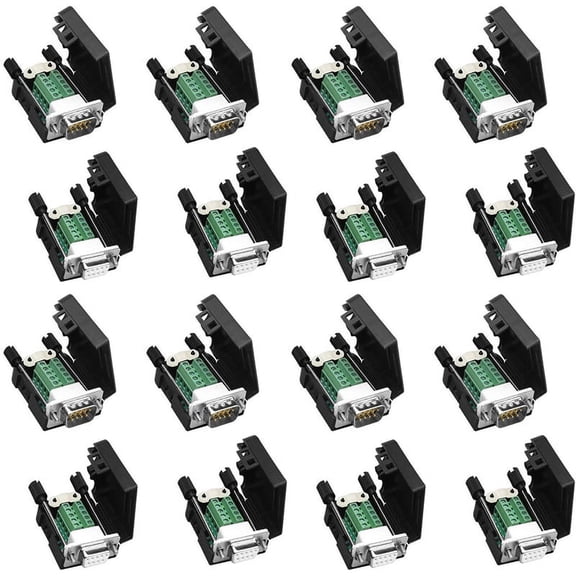 DB9 Solderless RS232 D-SUB Serial to 9Pin Port Terminal Male Female Adapter Connector Breakout Board (8-Male+8-Female)