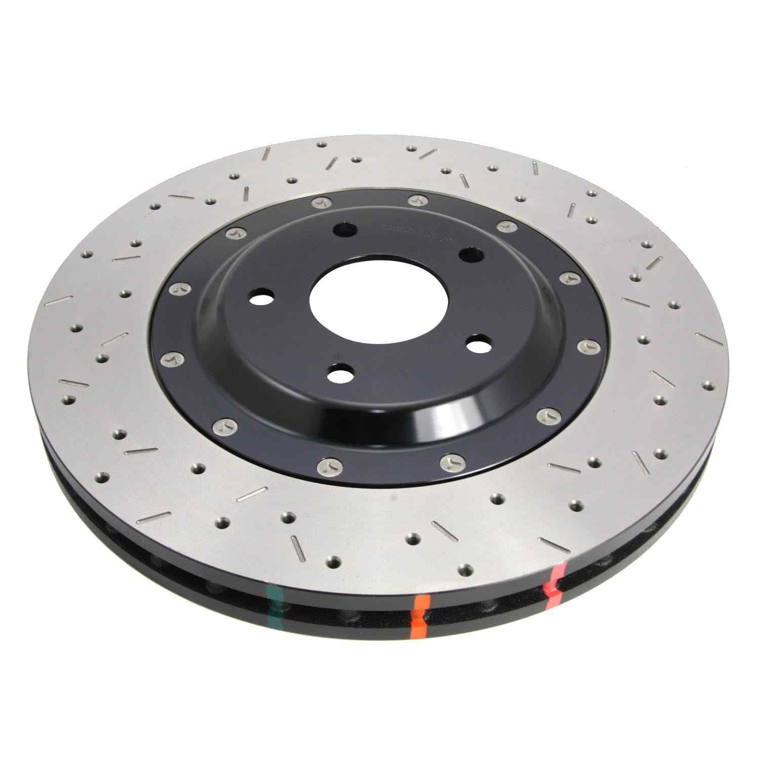 DBA 09+ Nissan GTR R-35 Front Drilled & Slotted 5000 Series 2 Piece Rotor Assembled w/ Black Hat (Av Fits select: 2009-2011 NISSAN GT-R BASE/PREMIUM