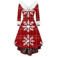 DBAIXID Christmas Dresses for Curvy Women V Neck Cute Santa Furry Swing Dress Funny Long Sleeve