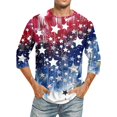 thumbnail image 1 of DBAIXID Fourth Of July 3/4 Sleeve T-Shirts Mens Crew Neck Plus Size 1776 United We Stand Tops American Flag Red White and Blue Tshirts Comfy Patriotic Tees Blue XL, 1 of 5