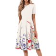 thumbnail image 1 of DBAIXID Knee Length Dress for Women Summer Plus Size Short Sleeve Crewneck Floral Print Flowy Midi Dresses with Pocket Beige XL, 1 of 7