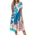 thumbnail image 1 of DBAIXID Knee Length Dress for Women Summer Plus Size Short Sleeve Crewneck Floral Print Flowy Midi Dresses with Pocket Blue 2XL, 1 of 7