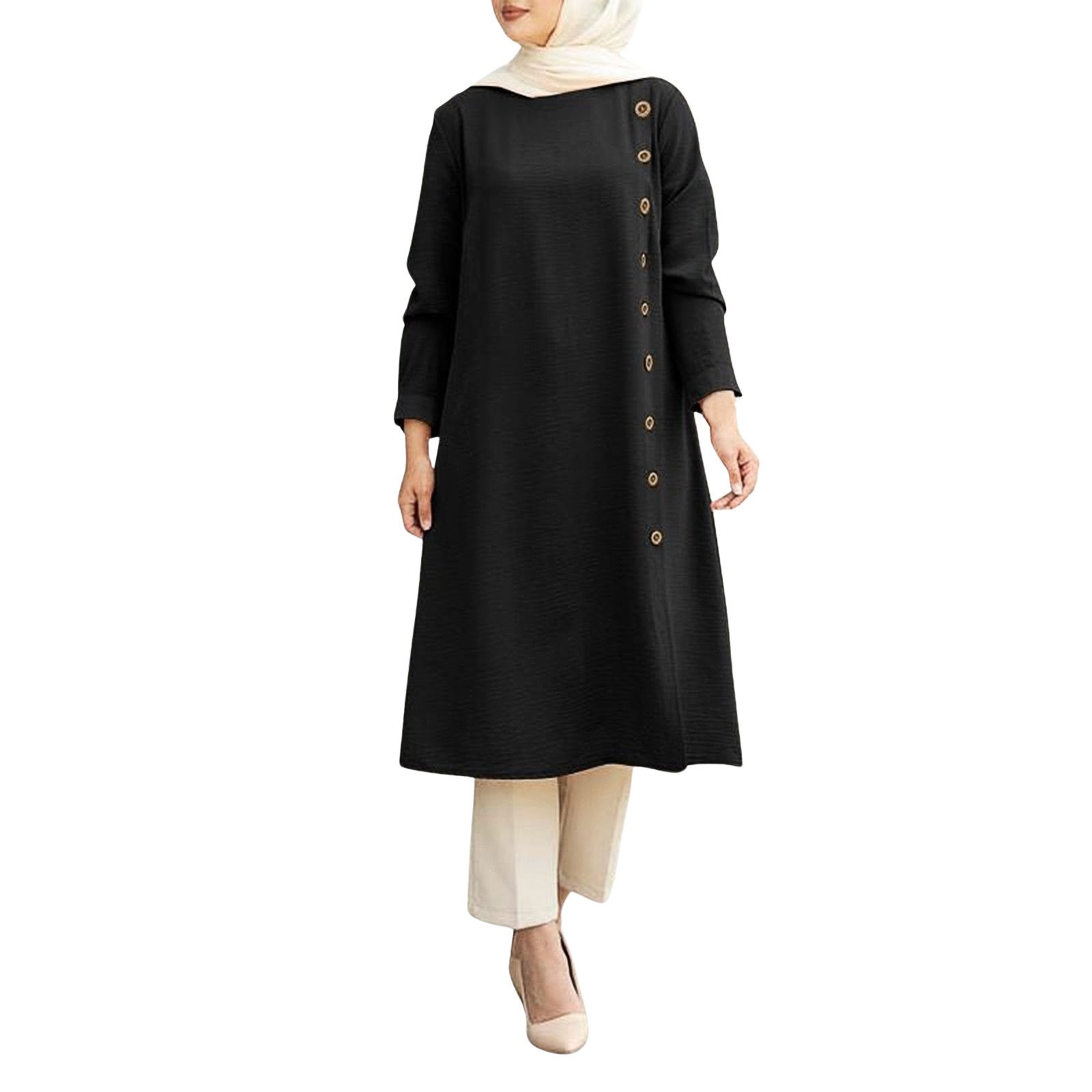 DBAIXID Middle East Arabian Robe Muslim Dresses for Women Abaya Button ...