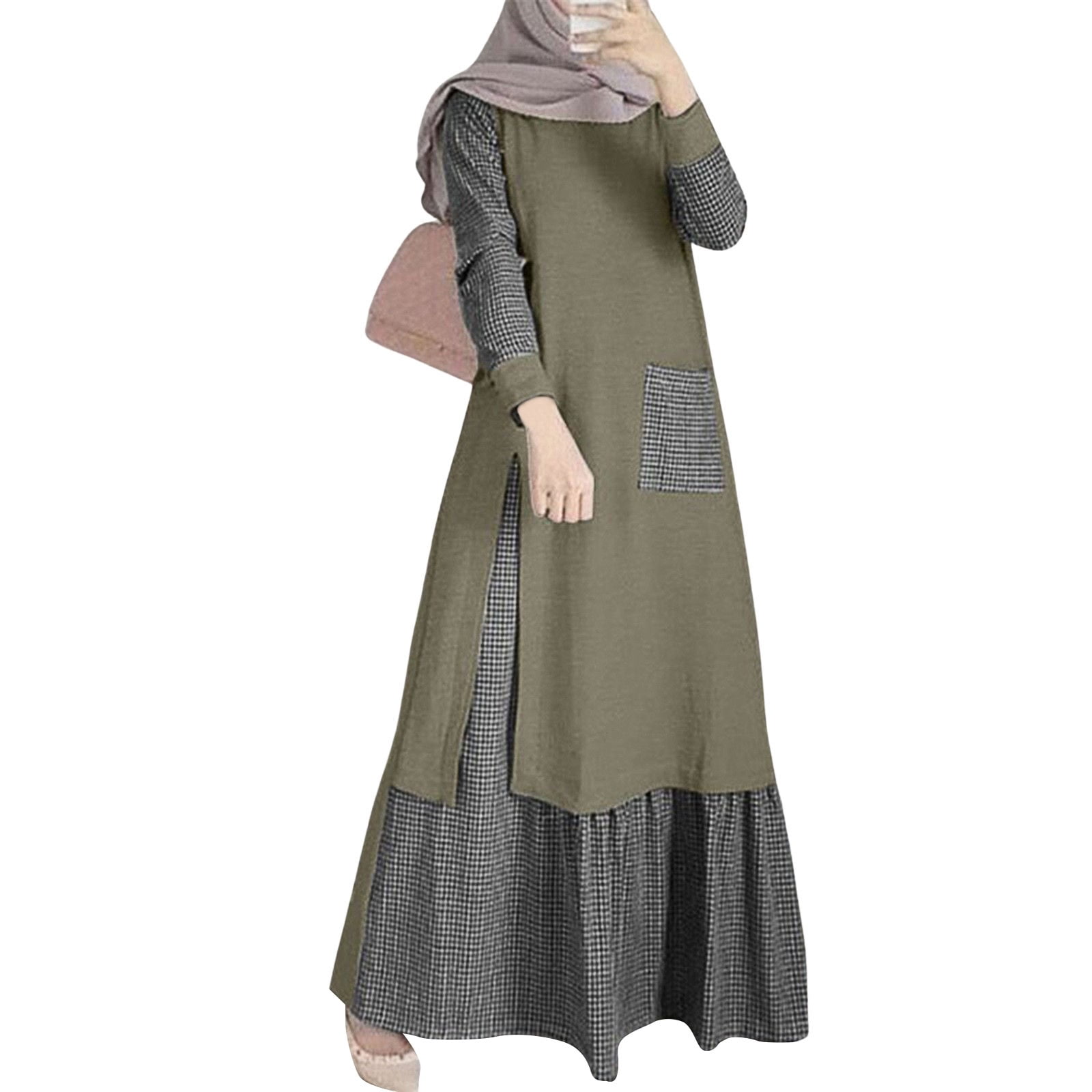 Muslim Women's Abaya Dress - Long Sleeve Chiffon Prayer Robe, Ramadan Islamic Clothing, Middle Eastern Style