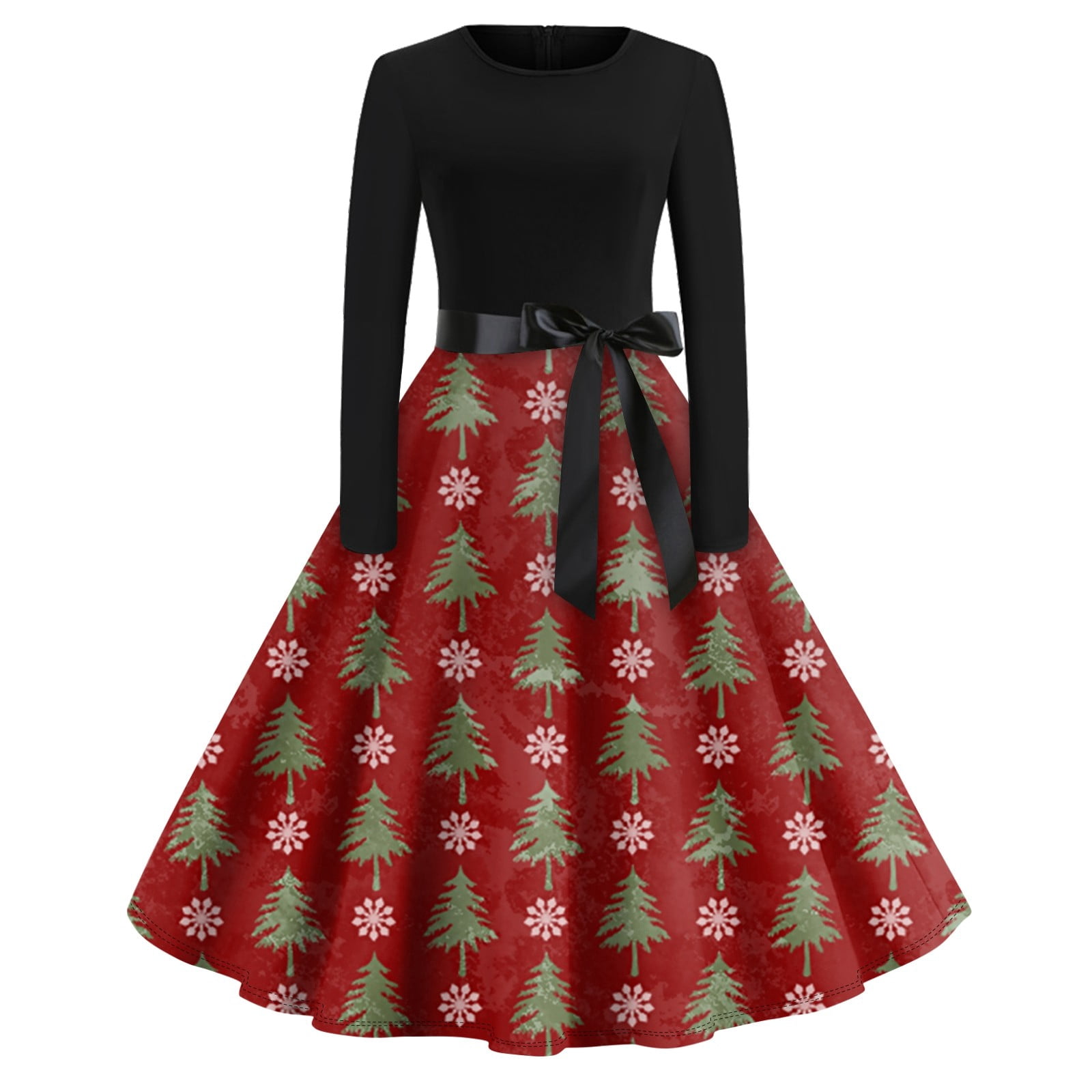 50's Dresses For Women Women's Vintage Christmas Cocktail Dress  1950s  Rockabilly Swing Dress With Ugly Print Women's Retro Cocktail Dress