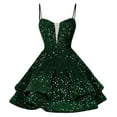 DBAIXID Sequin Short Dress for Teens Sparkly Spaghetti