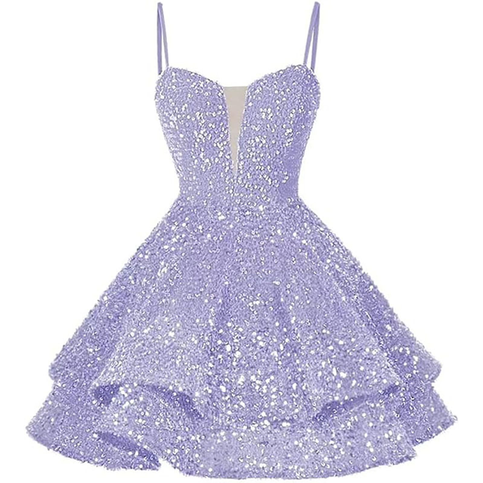 DBAIXID Sequin Short Dress for Teens Sparkly Spaghetti