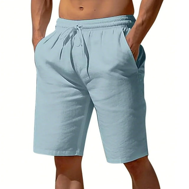 DBAIXID Shorts for Men Athletic Casual Realxed Trendy Lightweight Drawstring Mens Shorts Summer Stretch Essential Quick Dry Loose-Fit Yoga Shorts Light Blue XL