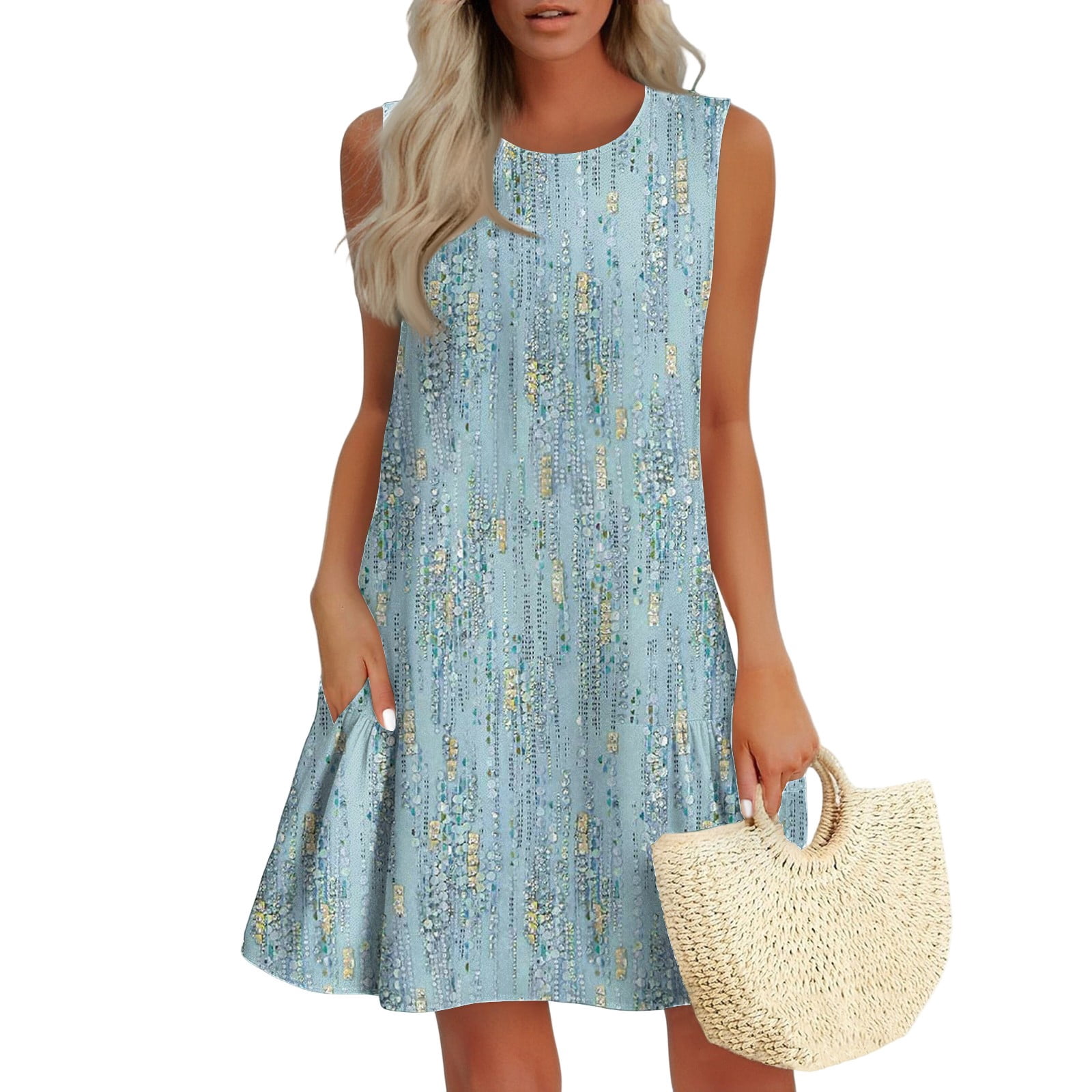 DBAIXID Summer Ruffle Hem T Shirt Dress for Women Casual Short ...