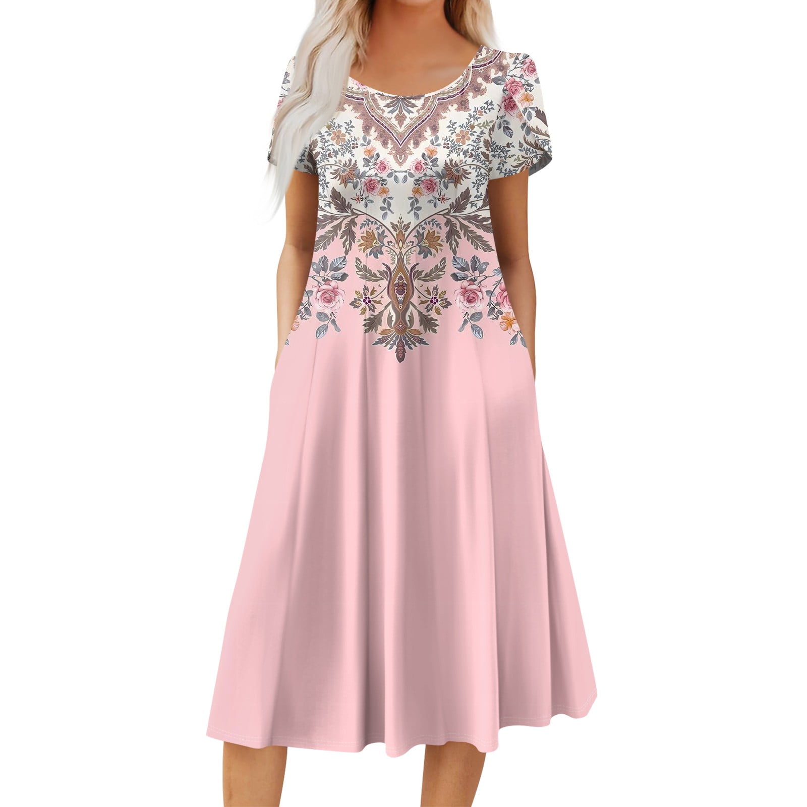 DBAIXID Wedding Guest Dresses for Women Short Sleeve Front Pleated Midi DBAIXID Wedding Guest Dresses for Women Short Sleeve Front Pleated Midi