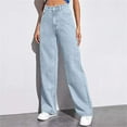thumbnail image 1 of DBAIXID Women Jeans Petite Mid Rise Plus Size Pull on Elastic Waist Jeans for Women Stretch Rips Clearance Stretchlong Boyfriend Denim Pants with Pockets Light Blue 2XL, 1 of 7